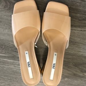 Zara Clear Low Wedge Sandals